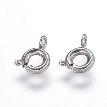 304 Stainless Steel Spring Ring Clasps, Stainless Steel Color, 8x5x2.5mm, Hole: 1.5mm