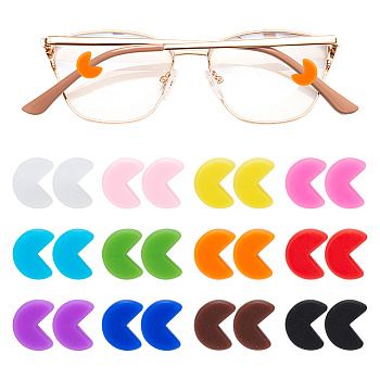 24 Pairs 12 Colors Silicone Eyeglasses Ear Grips Sleeve Holder, Anti-Slip Glasses Grips, Mixed Color, 14x10.5x5mm, Hole: 5mm, 2 Pairs/color