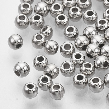 CCB Plastic Beads, for DIY Jewelry Making, Round, Platinum, 3x2.5mm, Hole: 1.2mm, about 38000pcs/500g