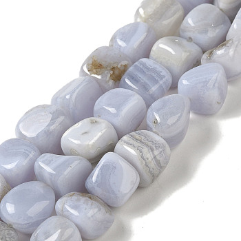 Natural Blue Lace Agate Beads Strands, Nuggets, Tumbled Stone, 8.5~11.5x8~11x8~10mm, Hole: 1.1mm, about 36~42pcs/strand, 15.55~15.94''(39.5~40.5cm)