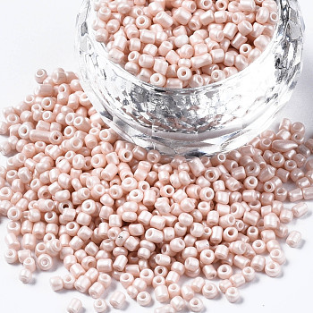 Glass Seed Beads, Baking Paint, Round Hole, Round, PeachPuff, 2~3x1.5~2mm, Hole: 0.8mm, about 450g/Pound