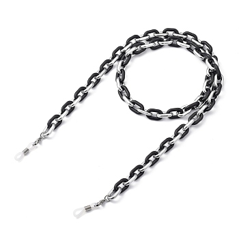 Eyeglasses Chains, Neck Strap for Eyeglasses, with Spray Painted CCB Plastic Cable Chains, 304 Stainless Steel Lobster Claw Clasps and Rubber Loop Ends, Silver, 27.56 inch(70cm)