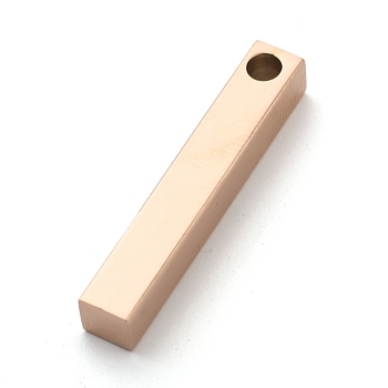 Ion Plating(IP) 304 Stainless Steel Pendants, Rectangle/Bar, Rose Gold, 30x5x5mm, Hole: 3mm