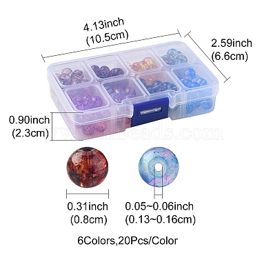 160шт 8 цвета прозрачные бусины из расписного стекла для запекания(DGLA-YW0001-05)-3