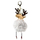 Imitation Rex Rabbit Fur & PU Leather Christmas Reindeer Pendant Keychain(KEYC-K018-03KCG-01)-2