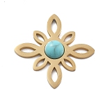 Synthetic Turquoise Pendants, Trinity Knot Charms, with 304 Stainless Steel Settings, Real 18K Gold Plated, 20x20x3mm, Hole: 1x3~3.5mm(STAS-I327-14G-03)