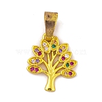 Brass Micro Pave Cubic Zirconia Pendants, Cadmium Free & Nickel Free & Lead Free, Tree of Life Charms, Real 24K Gold Plated, 16x14x1.5mm, Hole: 6.5x4mm(KK-E108-37G-01)