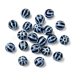 20Pcs Handmade Porcelain Beads, Fancy Antique Glazed Porcelain, Round, Marine Blue, 11~12x10~11x10~10.5mm, Hole: 2~2.5mm(PORC-YW0001-39B)