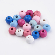 Natural Wood Beads, Dyed, Round, Mixed Color, 8x7mm, Hole: 2~3mm, about 2770pcs/500g(WOOD-Q030-58)