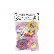 Spray Painting Alloy Knitting Stitch Marker Ring, Flower, Mixed Color, 1.7x1.7cm, 30pcs/bag(PW-WG84343-01)