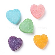 Natural Druzy Agate Cabochons, Dyed, Heart, Mixed Color, 9~10x10x3mm(G-L553-44A)