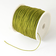 Braided Nylon Thread, Chinese Knotting Cord Beading Cord for Beading Jewelry Making, Olive, 0.5mm, about 150yards/roll(NWIR-R006-0.5mm-214)