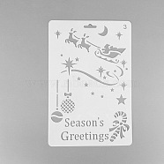 Creative Christmas Plastic Drawing Stencil, Hollow Hand Accounts Ruler Templat, For DIY Scrapbooking, White, 25.9x17.2cm(DIY-L007-03)
