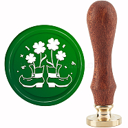 Brass Wax Seal Stamp with Handle, for DIY Scrapbooking, Saint Patrick's Day Themed Pattern, 3.5x1.18 inch(8.9x3cm)(AJEW-WH0184-0802)
