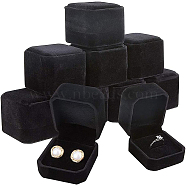 Square Velvet Ring Boxes, Black, 49.5x54.5x41.5mm(VBOX-WH0002-01C)