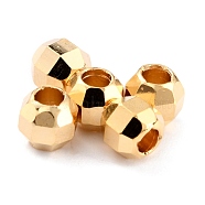 Brass Spacer Beads, Long-Lasting Plated, Faceted Round, Real 24K Gold Plated, 4.5x4mm, Hole: 2mm(KK-O133-013D-G)