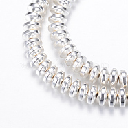 Electroplate Non-magnetic Synthetic Hematite Bead Strands, Rondelle, Silver Plated, 6x3mm, Hole: 1mm, about 125~133pcs/strand, 15.7 inch(G-Q465-11S)