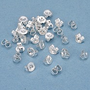 304 Stainless Steel Ear Nuts, Butterfly Earring Backs for Post Earrings, Flat Round, Silver, 5x4.5x3mm, Hole: 1mm(STAS-G224-11S)