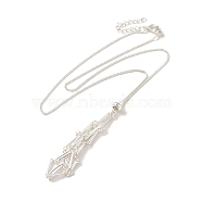 Rack Plating Brass Macrame Pouch Necklace Making for Gemstone Nuggets, with Lobster Claw Clasps and Silicone Beads, Long-Lasting Plated, Cadmium Free & Lead Free, Silver, 17.52 inch(44.5cm)(KK-M285-02A-S)