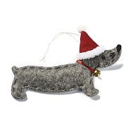 Dachshund Non-woven Fabric Pendant Decorations, for Christmas Tree Hanging Ornaments, Gray, 175~185mm(HJEW-R125-02)