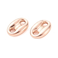 Eco-Friendly Brass Links Connectors,  Long-Lasting Plated, Cadmium Free & Lead Free, Coffee Bean, Rose Gold, 11x8x3mm, Hole: 2mm(KK-C229-02RG-RS)
