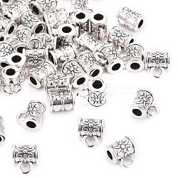Tibetan Style Alloy Column Hanger Links, Bail Beads, Lead Free and Cadmium Free, Antique Silver, about 5.5mm in diameter, 7.5mm long, hole: about 2.5mm(X-AC598)