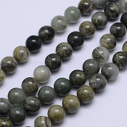 Round Natural Green Rutilated Quartz Beads Strands, 8mm, Hole: 1mm, about 48pcs/strand, 15.5 inch(X-G-D742-8mm)