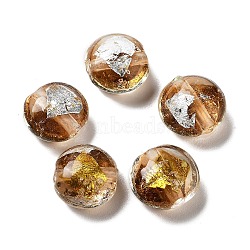 Handmade Lampwork Beads, with Gold Foil, Oval, Coconut Brown, 11~12x11.5~12.5x7~7.5mm, Hole: 2mm(LAMP-H065-05B)