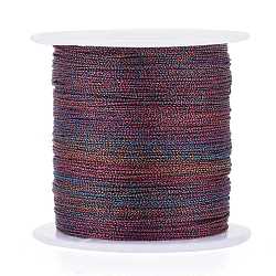 Polyester Braided Metallic Thread, for DIY Braided Bracelets Making and Embroidery, Colorful, 0.4mm, 6-Ply, about 54.68 yards(50m)/roll(OCOR-I007-B-25)