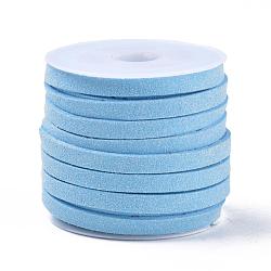 Faux Suede Cord, Faux Suede Lace, Deep Sky Blue, 5x1.5mm, about 5.46 yards(5m)/roll, 25rolls/bag(LW-R003-5mm-1084)