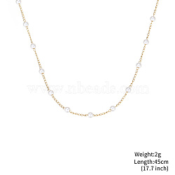 Imitation Pearl Necklace, Gold Plated Stainless Steel  Cable Chain Necklace (BK0244-5)