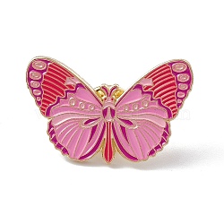 Butterfly Enamel Pin, Light Gold Alloy Brooch for Backpack Clothes, Pearl Pink, 20x30x2mm, Pin: 1.3mm(JEWB-A005-24-02)