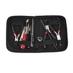 DIY Jewelry Tool Sets, with Plies, Scissor and Pins, Black, 155x110x35mm(TOOL-S006-01)