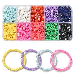 60G 10 Colors Handmade Polymer Clay Beads, Pearlized, Disc/Flat Round, Heishi Beads, Mixed Color, 6mm, about 6g/color(CLAY-YW0001-93)