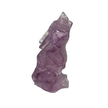 Resin Wolf Display Decoration, with Natural Amethyst Chips Inside for Home Office Desk Decoration, 15x25x50mm
