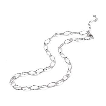 304 Stainless Steel Rhombus Link Chain Necklace for Men Women, Stainless Steel Color, 18.31 inch(46.5cm)