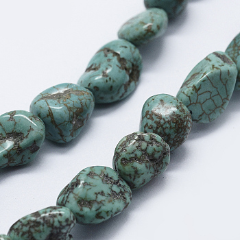 Natural Howlite Beads Strands, Dyed & Heated, Nuggets, 8~12x5~8mm, Hole: 1mm, about 40~43pcs/strand, 14.8~15.3 inch(37.5~39cm)