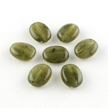 Oval Imitation Gemstone Acrylic Beads, Olive Drab, 19x15x7mm, Hole: 2mm, about 330pcs/500g