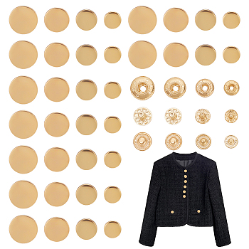 WADORN 40 Sets 4 Style Alloy Snap Button, Cotton-padded Clothes Coat Down Jacket Buckle, Golden, 10~17x5.5~6mm, 10 Sets/style