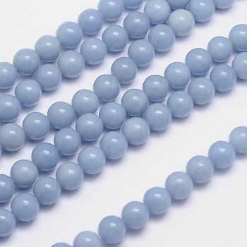 Natural Angelite Beads Strands, Round, 8mm, Hole: 1mm, about 50pcs/strand, 15.5 inch