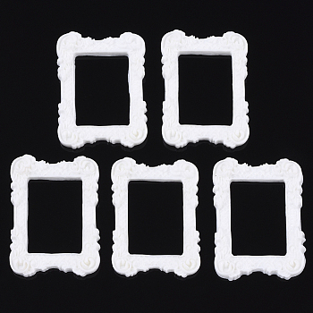 Resin Open Back Bezel, Photo Frame Shape, White, 47~48x34~35x7mm