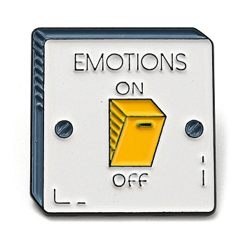 Emotion Switch Enamel Pins, Electrophoresis Black Alloy Brooch, White, 30x29x1.5mm