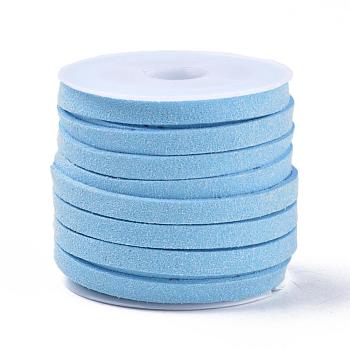 Faux Suede Cord, Faux Suede Lace, Deep Sky Blue, 5x1.5mm, about 5.46 yards(5m)/roll, 25rolls/bag