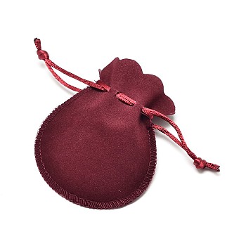 Velvet Bags Drawstring Jewelry Pouches, for Party Wedding Birthday Candy Pouches, Indian Red, 13.5x10.5cm