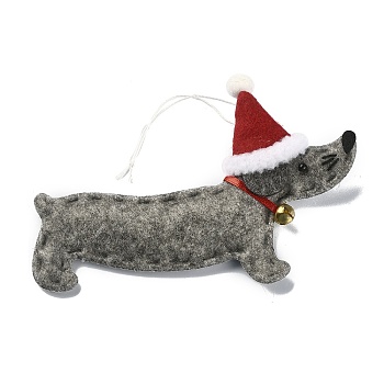 Dachshund Non-woven Fabric Pendant Decorations, for Christmas Tree Hanging Ornaments, Gray, 175~185mm