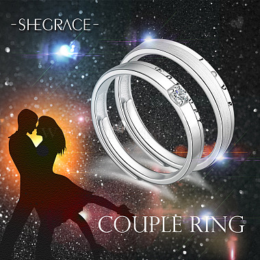 SHEGRACE 925 Sterling Silver Adjustable Couple Rings(JR711A)-2