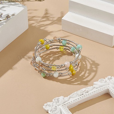 Glass Beads Five Loops Wrap Bracelets(BJEW-JB09056-04)-2