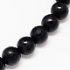 Natural Obsidian Round Carved Om Mani Padme Hum Beads Strands(G-L275-04-10mm)-1