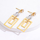 Stainless Steel Dangle Stud Earrings with Cubic Zirconia for Women(US6839)-4