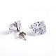Square Cubic Zirconia Stud Earrings(EJEW-H306-09P-3mm)-1